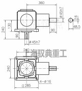 傘齒輪轉(zhuǎn)向箱T10-1-D外型安裝尺寸CAD圖