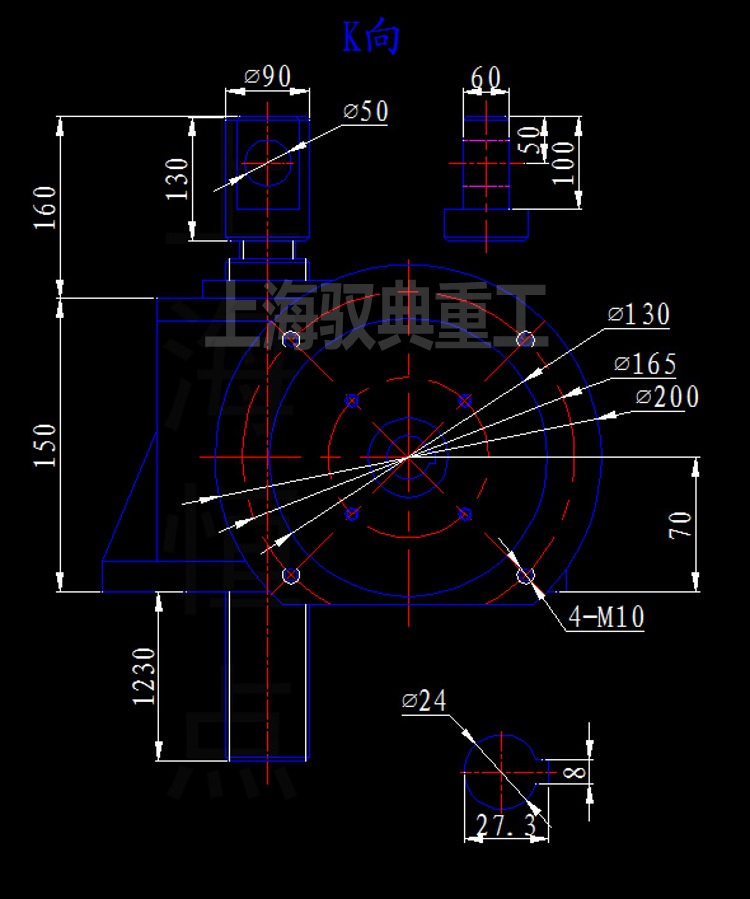 SWLD10T/15T絲桿升降機(jī)連接電機(jī)法蘭CAD圖
