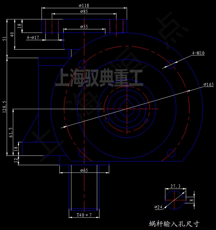 絲桿升降機5噸外型尺寸CAD圖
